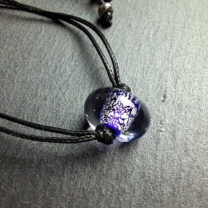 QUENTIN VALENTIN, BRACELET AJUSTABLE CRISTAL DE MURANO FEUILLE ARGENT 999 1000 BLEU COBALT ; 2