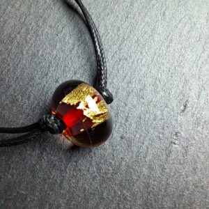 QUENTIN VALENTIN, BRACELET AJUSTABLE CRISTAL DE MURANO FEUILLE OR 24 CARATS ROUGE ; 2