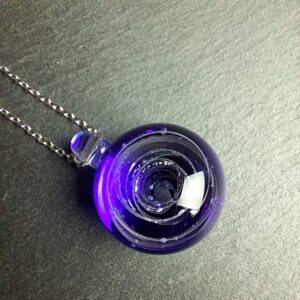 QUENTIN VALENTIN, COLLIER PENDENTIF GALAXIE TROU BLEU CRISTAL DE MURANO FEUILLE ARGENT 999 1000 ; 3