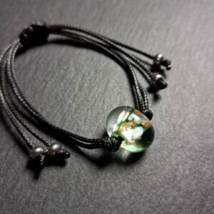 Aventurine, Bracelet, Vert Emeraude. - QUENTIN VALENTIN, BRACELET AJUSTABLE CRISTAL DE MURANO AVENTURINE VERT EMERAUDE ; 1