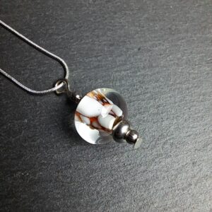 QUENTIN VALENTIN, COLLIER PENDENTIF PERLE CRISTAL DE MURANO AVENTURINE AMBRE ; 3