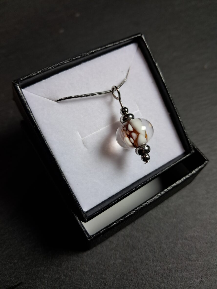 Aventurine, Collier Perle, Ambré. - QUENTIN VALENTIN, COLLIER PENDENTIF PERLE CRISTAL DE MURANO AVENTURINE AMBRE ; 4