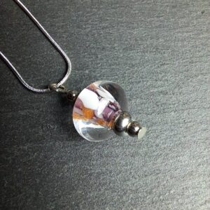 QUENTIN VALENTIN, COLLIER PENDENTIF PERLE CRISTAL DE MURANO AVENTURINE ROSE ; 3
